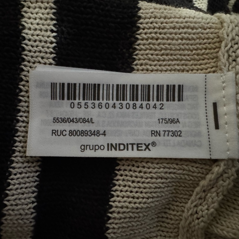 Zara Black Ivory Striped Boho Tunic Long Sleeve Minimalist Beach Women’s Large - Picture 10 of 12